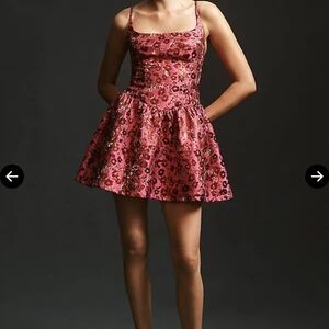 Corey Lynn Calter Fuchsia and Black Floral Mini Dress